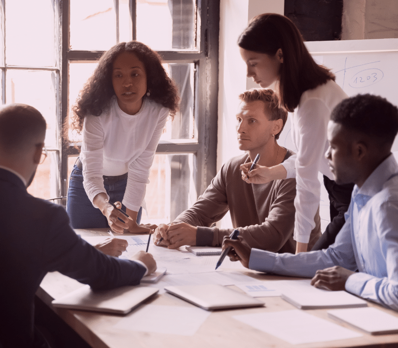 Leadership discussion with five individuals